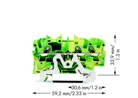 PG клемма WAGO 2001-1307, 3 pin, 0.25мм² - 2.50мм², 18А, конф: Terre, (1 шт)