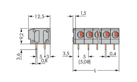 Быстроразъемная клемма WAGO 235-412, 12 pin, 0.25мм² - 2.50мм², 320В, 24А, CS: 5мм;5.08мм, (60 шт)