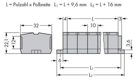 Клеммная колодка WAGO 264-202, 8 pin, 0.08мм² - 2.50мм², 800В, 24А, конф: L, (100 шт)