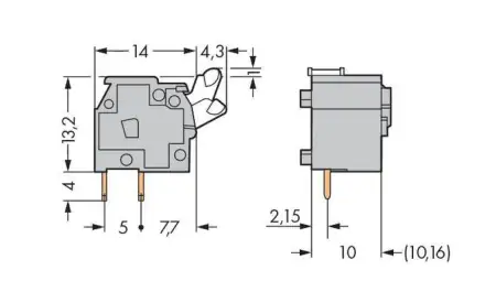 Быстроразъемная клемма WAGO 255-763/999-950, 1 pin, 0.08мм² - 2.50мм², 440В, CS: 10мм;10.16мм, (300 шт)