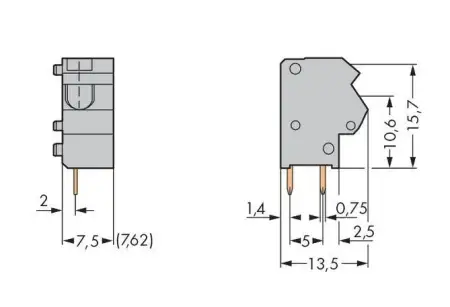 Быстроразъемная клемма WAGO 254-551, 1 pin, 0.50мм² - 2.50мм², 630В, CS: 7.50мм;7.62мм, (400 шт)