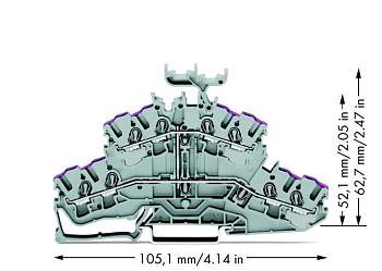 Двухуровневая клемма WAGO 2002-2438, 8 pin, 0.25мм² - 4мм², 500В, 24А, конф: L, (50 шт)
