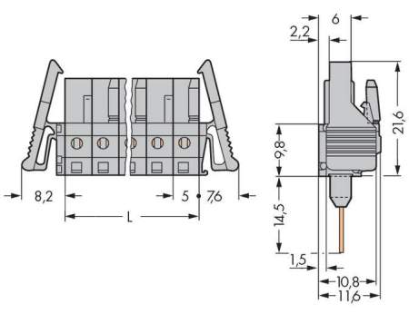 Розетка для подключения к печатной плате WAGO 232-140/005-000/039-000, 10 pin, 320В, CS: 5мм, (25 шт)