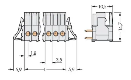 Розетка для подключения к печатной плате WAGO 734-546/037-000, 16 pin, 160В, 10А, CS: 3.50мм, (25 шт)