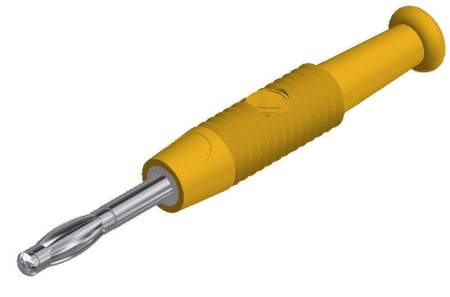 "Банановый" разъем SKS Hirschmann 938420103, MSTF 2, Ø 2мм, 0.50мм², 60В, 6А, частично изолированный, желтый, (1 шт)