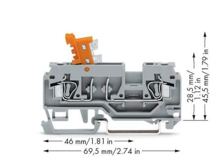 N клемма WAGO 280-870, 2 pin, 0.08мм² - 2.50мм², 400В, 16А, конф: L, (100 шт)