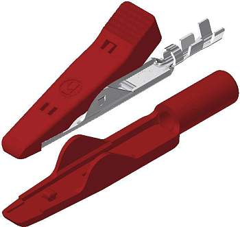 Зажим типа "крокодил" SKS Hirschmann MA 1, обжимной, красный, 4 мм, длина: 41.5 мм : 1 шт.