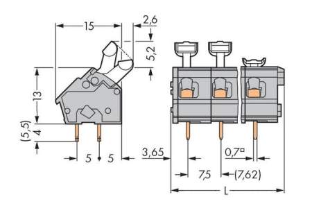 Быстроразъемная клемма WAGO 256-508/000-009/999-950, 8 pin, 0.08мм² - 2.50мм², 275В, CS: 7.50мм;7.62мм, (60 шт)