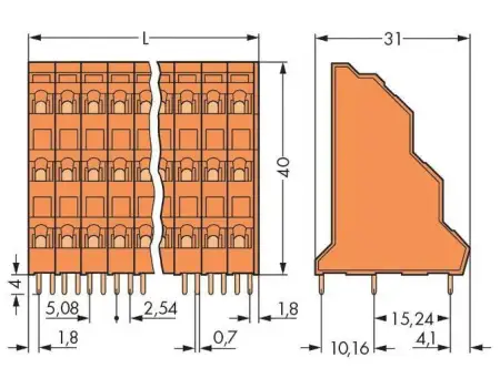 Трехуровневая клемма WAGO 737-424, 72 pin, 0.08мм² - 2.50мм², 320В, CS: 5.08мм, (8 шт)