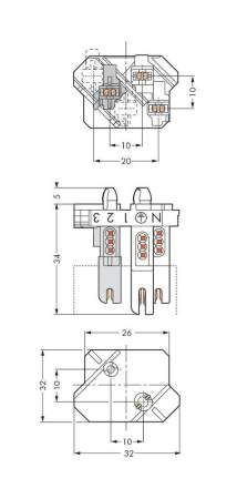 Клеммник WAGO 267-113, 3 pin, 1мм² - 0.5мм², 500В, 6А, (500 шт)