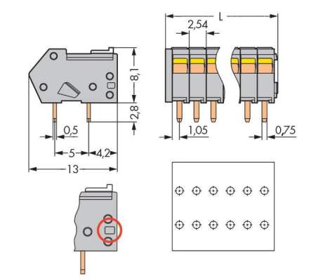 Быстроразъемная клемма WAGO 218-510, 10 pin, 0.08мм² - 0.50мм², 160В, CS: 2.54мм, (160 шт)