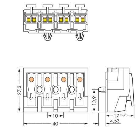 Разъем питания сети WAGO 294-5024, 4 pin, 0.5мм² - 1.5мм², 24А, (500 шт)