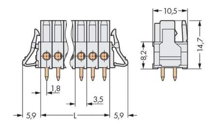 Розетка для подключения к печатной плате WAGO 734-463/037-000, 3 pin, 160В, 10А, CS: 3.50мм, (100 шт)