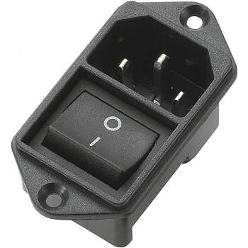 Розетка IEC C14 с выключателем, TRU Components 1567157, 10 А, черный : 1 шт.