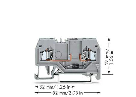 Диодная клемма WAGO 279-915/281-410, 2 pin, 0.08мм² - 1.50мм², 250В, 500мА, конф: L, (100 шт)