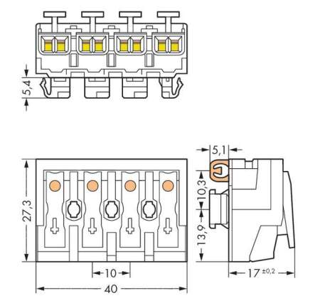 Разъем питания сети WAGO 294-8124, 4 pin, 0.5мм² - 2.5мм², 24А, (500 шт)