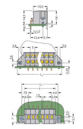 Быстроразъемная клемма WAGO 231-609/023-000, 9 pin, 0.08мм² - 2.5мм², 320В, 16А, CS: 5.00мм, (50 шт)