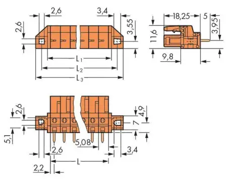 Розетка для подключения к печатной плате WAGO 232-167/031-000, 7 pin, 320В, CS: 5.08мм, (50 шт)