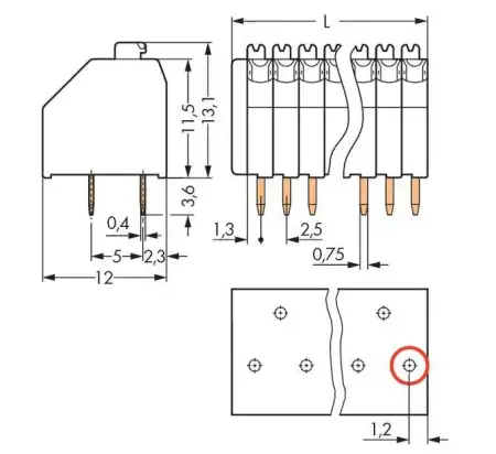 Быстроразъемная клемма WAGO 250-407/350-604, 7 pin, 0.14мм² - 0.50мм², 250В, 10А, CS: 2.50мм, (240 шт)