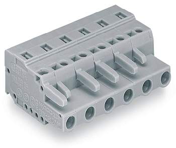 Розетка для подключения кабеля WAGO 231-206/026-000, 6 pin, 0.08мм² - 2.5мм², 630В, CS: 7.50мм, (50 шт)