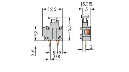 Быстроразъемная клемма WAGO 235-744/331-000, 1 pin, 0.20мм² - 1.50мм², 320В, 17.5А, CS: 5мм;5.08мм, (800 шт)