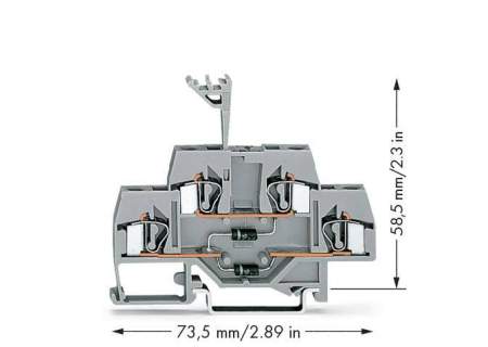 Двухуровневая диодная клемма WAGO 281-635/281-492, 4 pin, 0.08мм² - 4мм², 250В, 500мА, конф: L, (50 шт)
