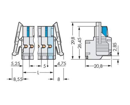 Розетка для подключения кабеля WAGO 721-2113/037-000, 13 pin, 0.2мм² - 2.5мм², 320В, 16А, CS: 5мм, (25 шт)