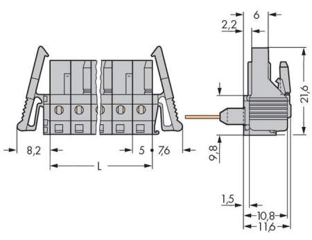 Розетка для подключения к печатной плате WAGO 232-233/005-000/039-000, 3 pin, 320В, CS: 5мм, (50 шт)