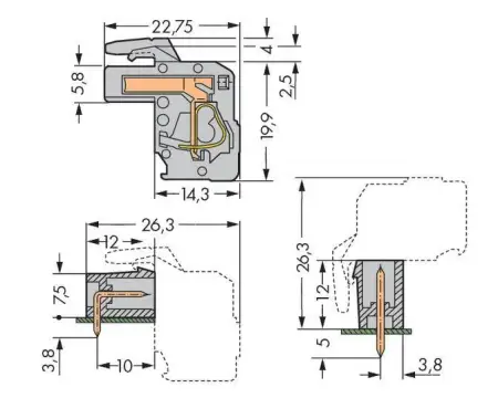 Розетка для подключения кабеля WAGO 232-118/026-000, 18 pin, 0.08мм² - 2.5мм², 320В, CS: 5мм, (25 шт)