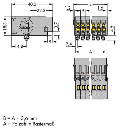 Розетка для подключения кабеля WAGO 769-612/001-000, 12 pin, 0.08мм² - 4мм², 500В, 33А, CS: 5мм, (25 шт)