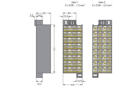 Клеммы для матричной коммутации WAGO 726-221, 32 pin, 0.08мм² - 2.50мм², 10А, (20 шт)
