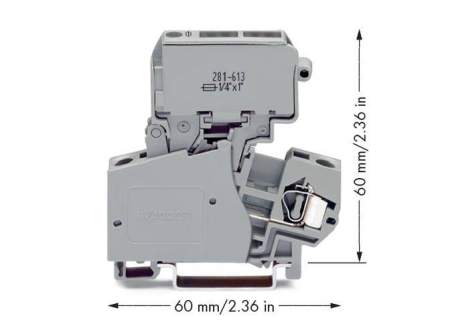 Клемма предохранителя WAGO 281-613, 2 pin, 0.08мм² - 4мм², 800В, 10А, конф: L, (50 шт)