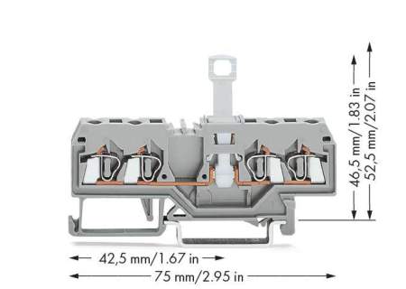 N клемма с разделителем WAGO 280-836, 4 pin, 0.08мм² - 2.50мм², 400В, 10А, конф: L, (50 шт)