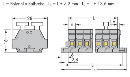 Клеммная колодка WAGO 261-430/341-000, 20 pin, 0.08мм² - 2.50мм², 500В, 24А, конф: L, (25 шт)