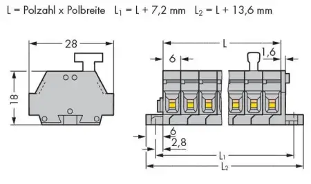 Клеммная колодка WAGO 261-432/331-000, 24 pin, 0.08мм² - 2.50мм², 500В, 24А, конф: L, (25 шт)