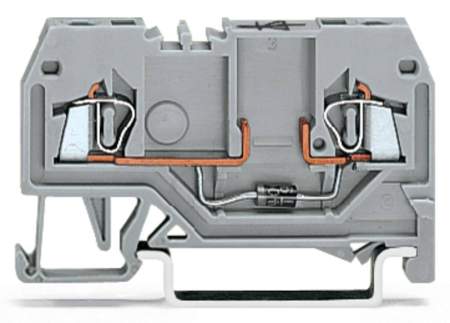 Диодная клемма WAGO 279-915/281-410, 2 pin, 0.08мм² - 1.50мм², 250В, 500мА, конф: L, (100 шт)
