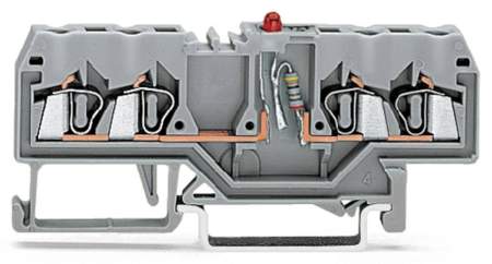 Светодиодная клемма WAGO 280-809/281-434, 4 pin, 0.08мм² - 2.50мм², 24В, 25мА, конф: L, (100 шт)