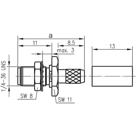J01151A0541, Telegärtner - SMA-разъем, 50 Ом : 1 шт.