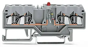 Светодиодная клемма WAGO 280-809/281-413, 4 pin, 0.08мм² - 2.50мм², 24В, 25мА, конф: L, (100 шт)