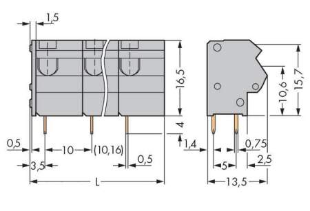 Быстроразъемная клемма WAGO 254-360, 10 pin, 0.25мм² - 0.75мм², 630В, 10А, CS: 10мм;10.16мм, (40 шт)
