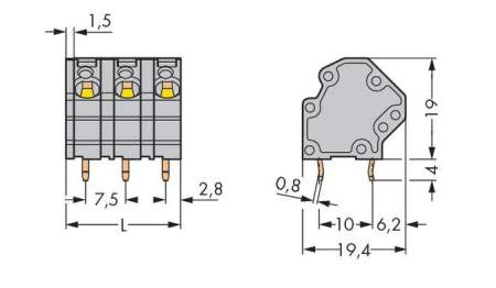Быстроразъемная клемма WAGO 745-3152, 2 pin, 0.08мм² - 4.00мм², 630В, CS: 7.50мм, (228 шт)