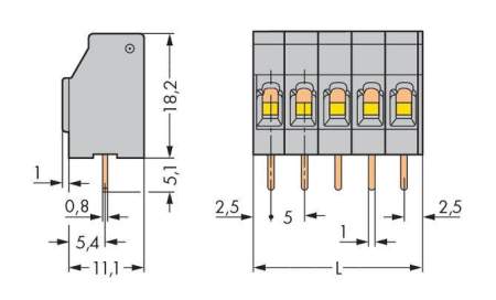 Быстроразъемная клемма WAGO 740-112/000-023, 12 pin, 0.08мм² - 2.50мм², 320В, 16А, CS: 5мм, (60 шт)