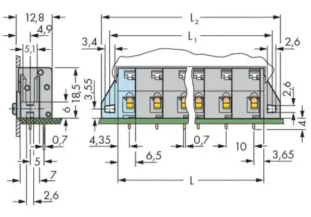 Быстроразъемная клемма WAGO 741-522, 2 pin, 0.08мм² - 2.50мм², 1000В, CS: 10мм, (160 шт)