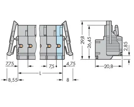 Розетка для подключения кабеля WAGO 231-2212/037-000, 12 pin, 0.2мм² - 2.5мм², 630В, CS: 7.50мм, (10 шт)