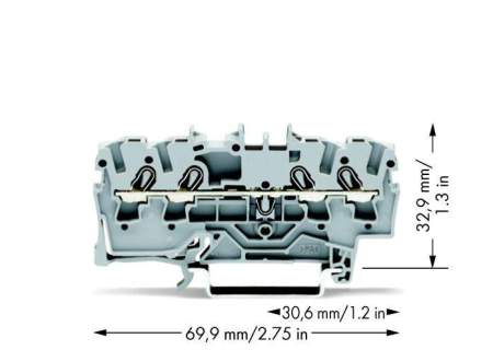Клемма WAGO 2002-1401, 4 pin, 0.25мм² - 4мм², 800В, 24А, конф: L, (1 шт)