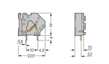 Быстроразъемная клемма WAGO 745-818, 1 pin, 0.08мм² - 4.00мм², 630В, CS: 7.50мм, (200 шт)