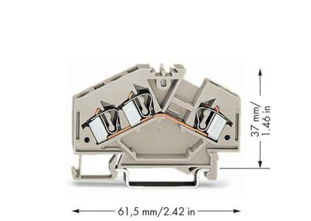 Клемма WAGO 281-998, 3 pin, 0.08мм² - 4мм², 550В, 30А, конф: L, (100 шт)
