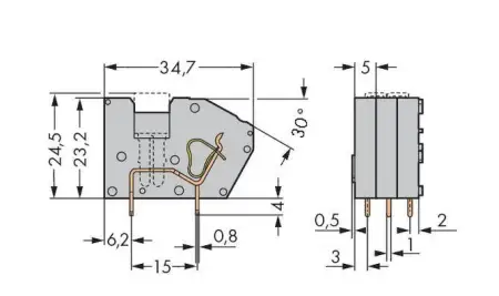 Быстроразъемная клемма WAGO 742-128, 1 pin, 0.08мм² - 2.50мм², 320В, CS: 5мм, (300 шт)