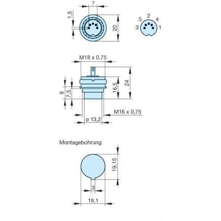 DIN-встроенный разъем с резьбовым соединением Hirschmann мASEI 6100