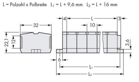 Клеммная колодка WAGO 264-232, 8 pin, 0.50мм² - 2.50мм², 690В, 23А, конф: L, (100 шт)